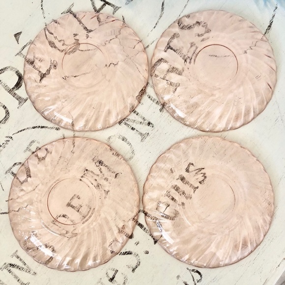 Arcoroc of‎ France, Rosaline, Pink Swirl, Demitasse, Cup and Saucer, Set of 4 - Picture 8 of 11